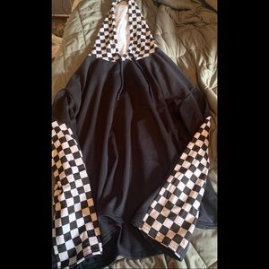 Checkered Print Hoodie from Shein